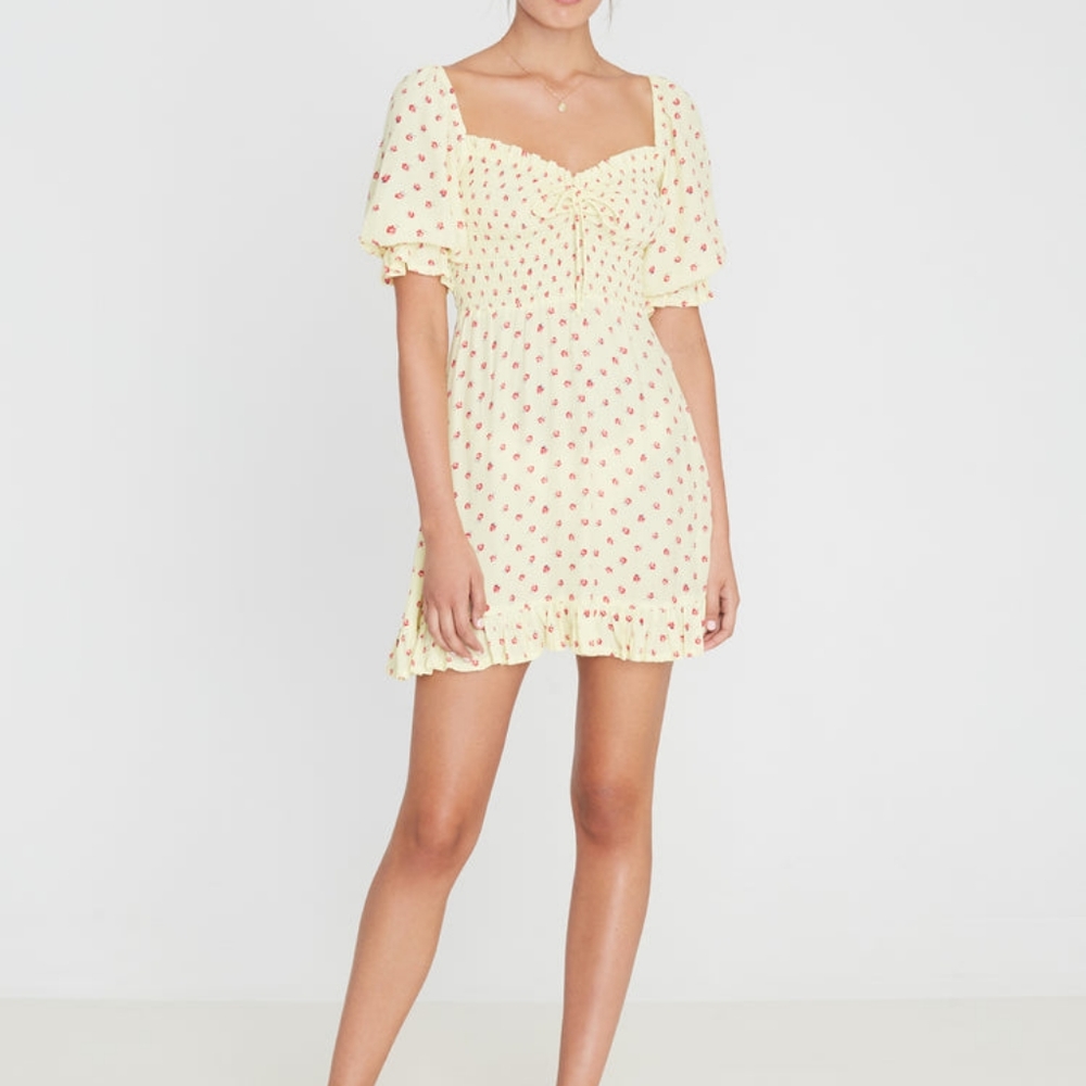 Faithfull the Brand Sage yellow floral sundress